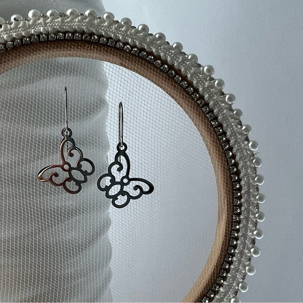 Butterfly Earrings Stainless Steel - Picture 2 of 10